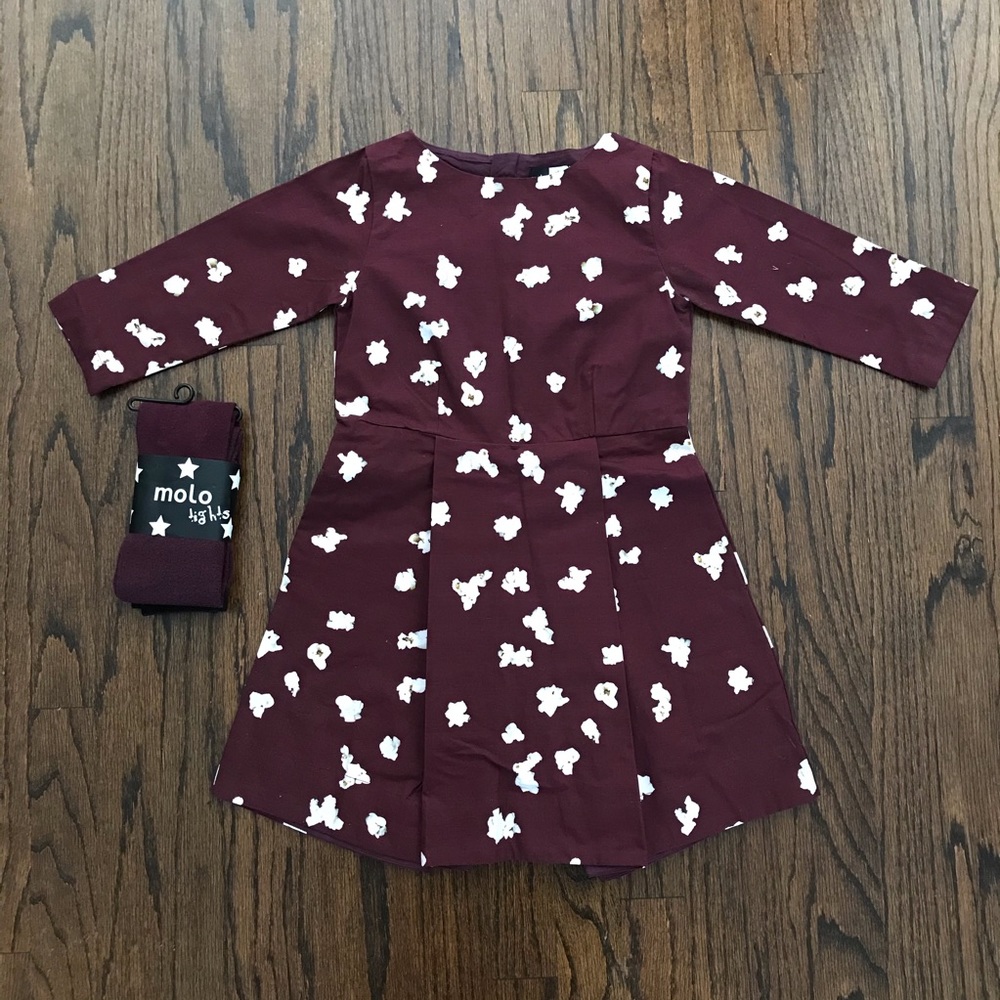 NWT Molo Maroon Popcorn Dress + Tights